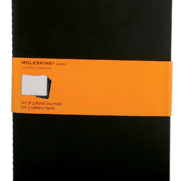 Schrift Moleskine 190x250mm lijn 240 pagina's 70gr zwart set à 3 stuks