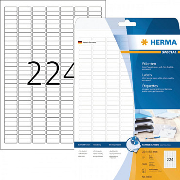 Etiket HERMA 8830 25.4x8.5mm mat wit 5600stuks