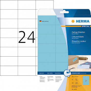 Etiket HERMA 4468 70x37mm verwijderbaar blauw 480stuks