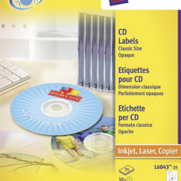 Etiket Avery L6043-25 CD wit 50 stuks