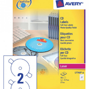 Etiket Avery L7760-25 CD full size glossy 50stuks
