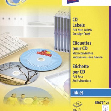 Etiket Avery J8676-25 CD mat wit 50stuks