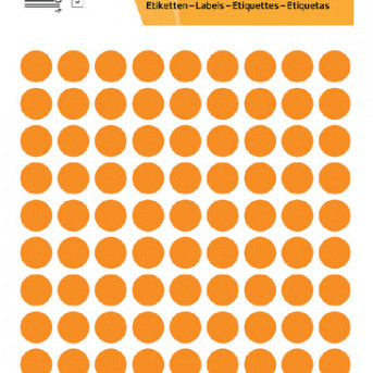 Etiket HERMA 1844 rond 8mm fluor oranje 540stuks