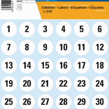 Etiket HERMA 4124 12mm getallen 1-240 240stuks
