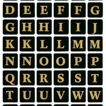 Etiket HERMA 4130 13x13Mm letters A-Z zwart op goud
