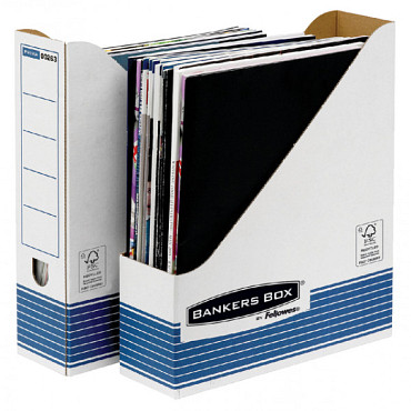 Tijdschriftcassette Bankers Box System A4 wit blauw