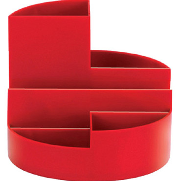 Pennenkoker MAUL roundbox 7 vakken Ø14x12.5cm rood