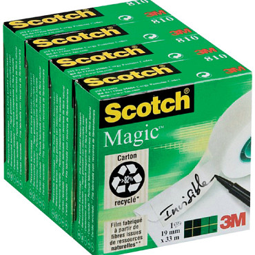Plakband Scotch Magic 810 4 rollen,19 mm x 33 m onzichtbaar transparant