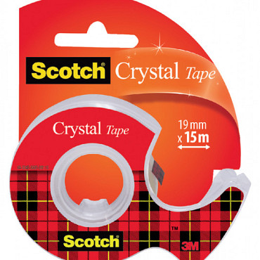 Plakband Scotch Crystal 600 19mmx15m transparant + afroller