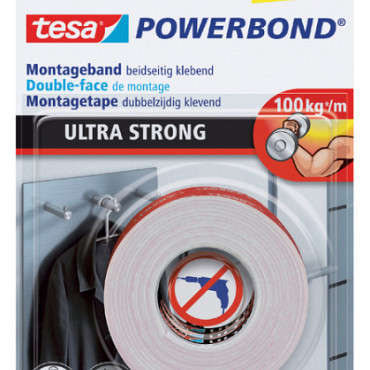 Plakband tesa® Powerbond Ultra Strong dubbelzijdig 1,5mx19mm wit