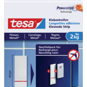 Kleefstrips tesa® tegels & metaal 2kg wit 9 stuks