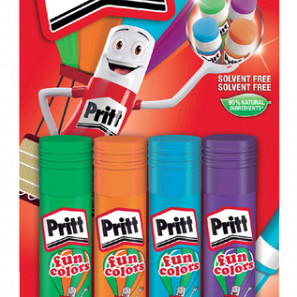 Lijmstift Pritt 10gr fun colors 1 blister à 4 stuks