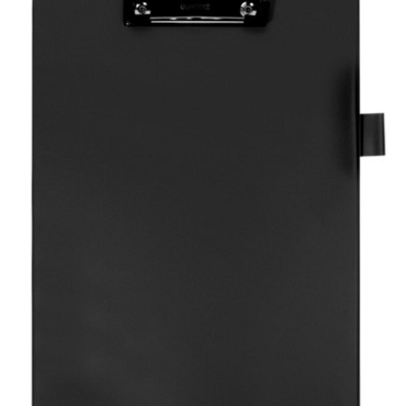Klembord Quantore A4 staand PVC zwart met 100mm klem + penlus