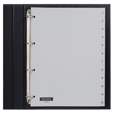 Tabbladen Quantore 4-gaats 1-12 genummerd grijs PP