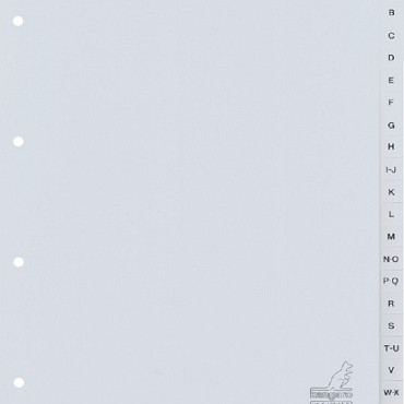 Tabbladen Kangaro A4 4-gaats 20-delig A-Z breed PP grijs