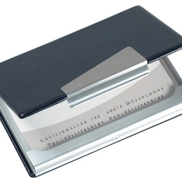 Visitekaarthouder Sigel VZ131 voor 20 kaarten 90x58mm aluminium met leer zwart