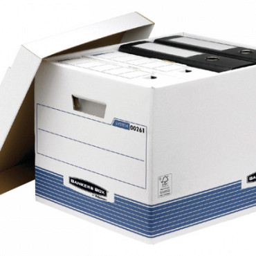 Archiefdoos Bankers Box System standaard wit blauw