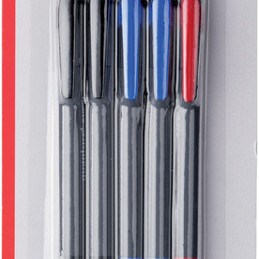 Balpen Quantore grip drukknop assorti 5 stuks