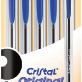Balpen Bic Cristal medium blauw blister à 5 stuks