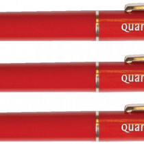 Balpen Quantore drukknop met metalen clip rood medium