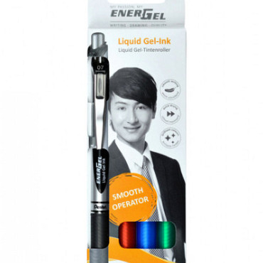 Gelschrijver Pentel Energel BL77 0.4mm blister à 4 stuks assorti