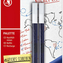 Rollerpenvulling STABILO Palette fijn blauw blister à 2 stuks