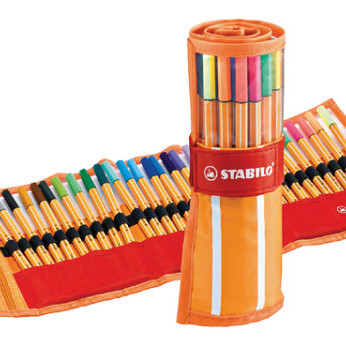 Fineliner STABILO point 88/30 rollerset oranje/rood fijn assorti etui à 30 stuks