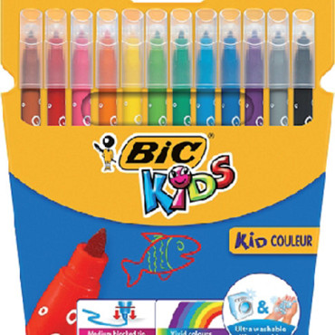 Kleurstift BicKids kid couleur medium assorti etui à 12 stuks