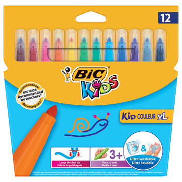 Kleurstift BicKids couleur XL assorti blister à 12 stuks