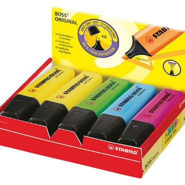 Markeerstift STABILO BOSS Original 70/10 assorti 4 kleuren doos à 10 stuks