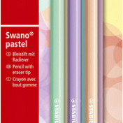 Potlood STABILO Swano grafiet HB met gumtop pastel assorti blister à 6 stuks