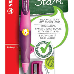 Vulpotlood STABILO Easyergo HB 3.15mm linkshandig roze/lila incl puntenslijper blister à 1 stuk