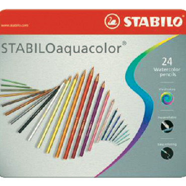 Kleurpotloden STABILO 1624 aquacolor assorti blik à 24 stuks