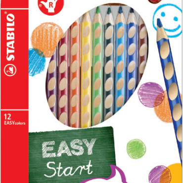 Kleurpotloden STABILO 331 Easycolors rechtshandig inclusief puntenslijper assorti etui à 12 stuks