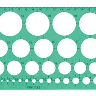 Cirkelsjabloon Linex 39 cirkels met inktvoetjes 1-35mm groen