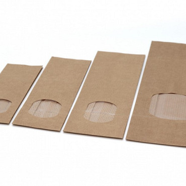 Blokbodemzak kraft met venster 105x65x300 mm 50 stuks