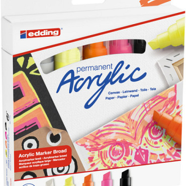 Acrylmarker edding e-5000 breed neon assorti set à 5 stuks