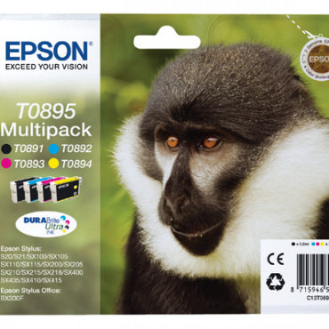 Inktcartridge Epson T0895 zwart + 3 kleuren