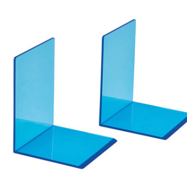 Boekensteun MAUL 10x10x13cm acryl set 2 neon blauw transparant