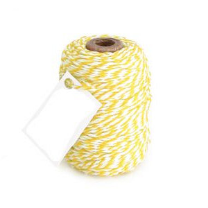 Cotton Cord Twist/ Katoen touw 50 meter geel/wit ø2mm