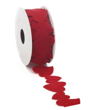 Lint Vellu heart ribbon rood 38,5mm x 5 meter