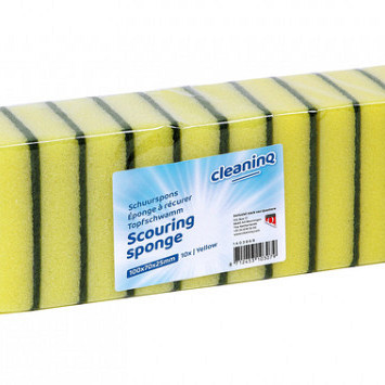 Schuurspons Cleaninq geel/groen 100x70x25mm 10 stuks