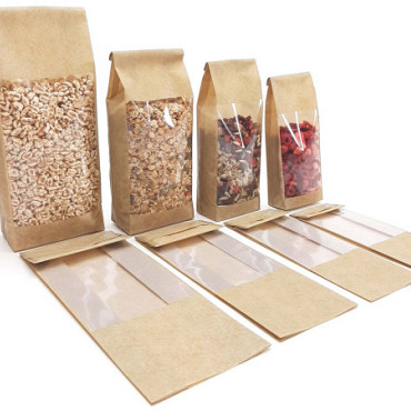 Blokbodemzak Paperlook 100/60x280mm 100 stuks