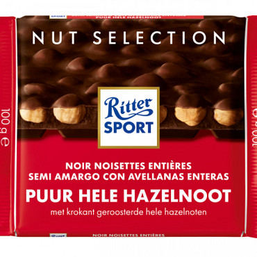 Chocolade Ritter Sport puur-hele hazelnoot 100gr