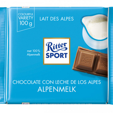 Chocolade Ritter Sport alpenmelk 100gr