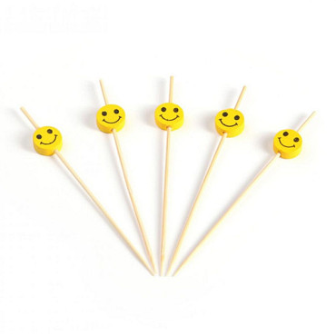 Smiley bamboe op prikker 120mm 150 stuks