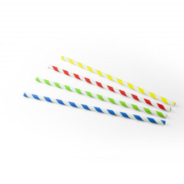drinkrietje papier streep assorti ø6mm x 230mm 100 stuks