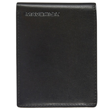 Portemonee Maverick All Black compact met kleingeldvak RFID leer zwart