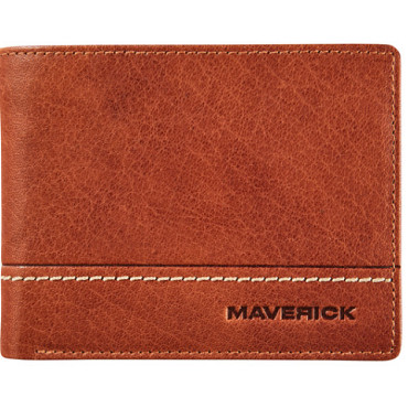Portemonee Maverick Rough Gear met kleingeldvak RFID leer cognac