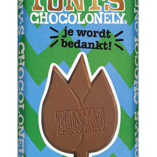Chocolade Tony's Chocolonely je wordt bedankt reep melk karamel biscuit 180gr